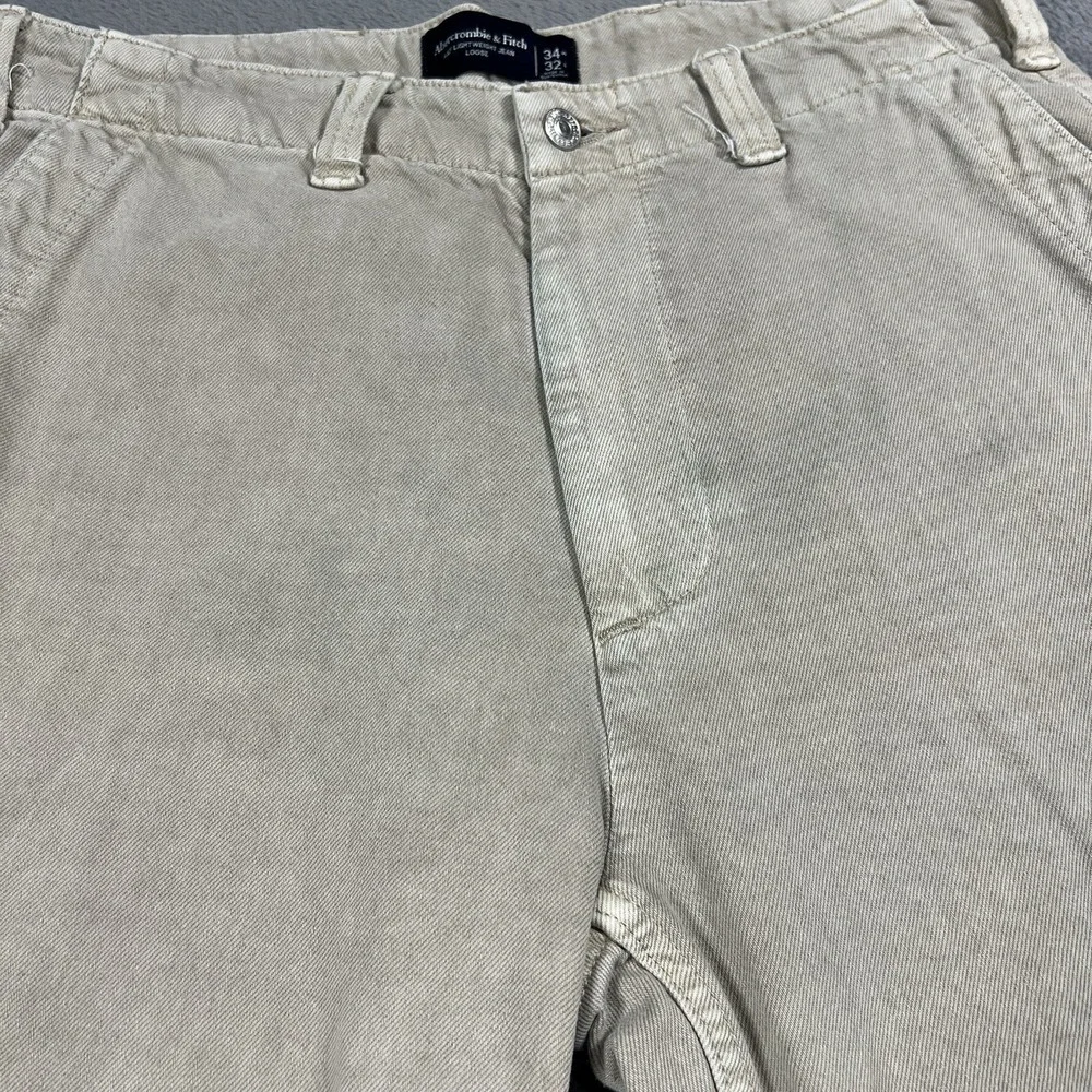 Abercrombie & Fitch Jeans Mens 34x32 Tan A&F Lightweight Jean Loose Baggy Denim